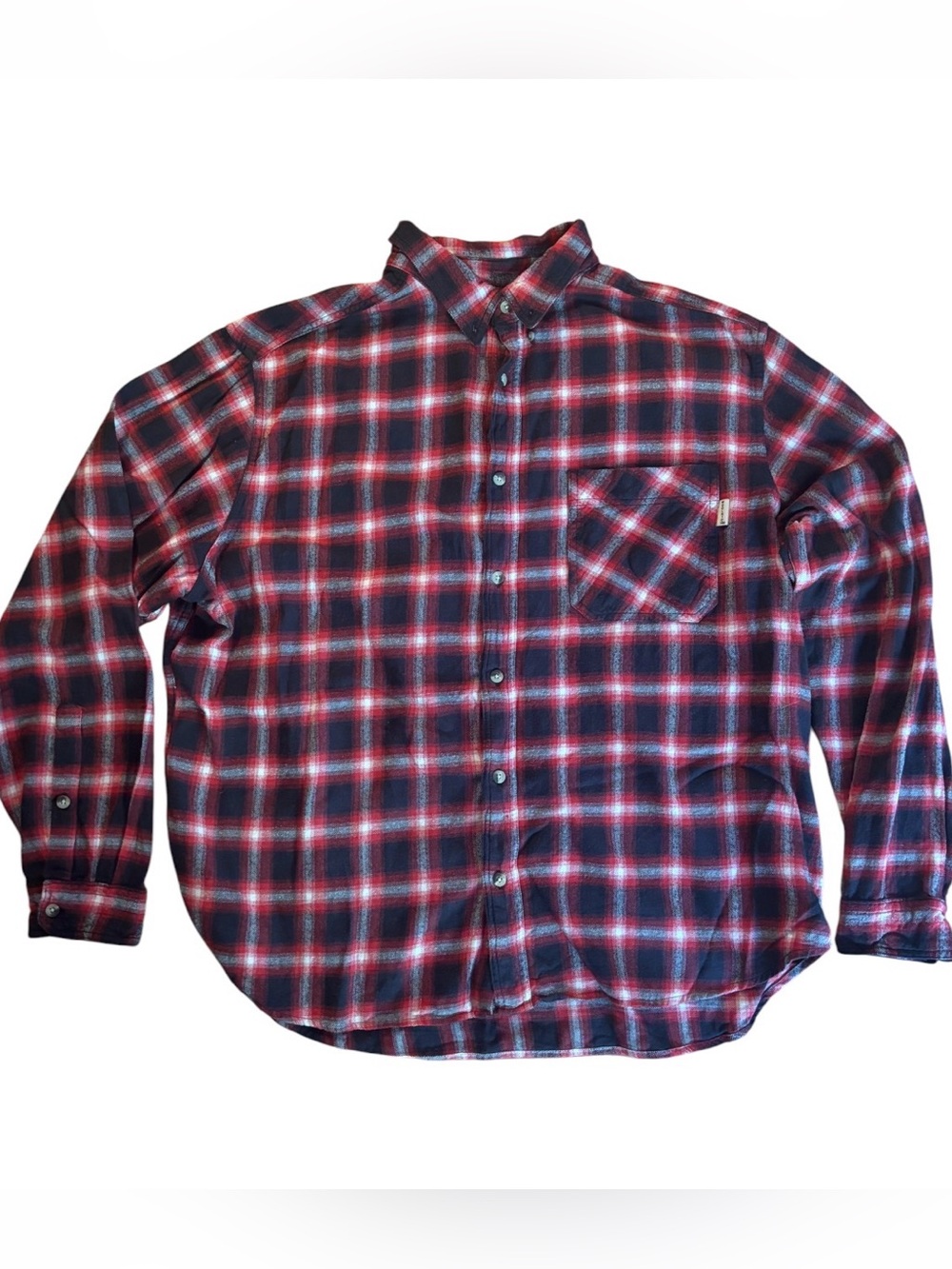 Woolrich Men's Red Black Plaid Button Down Flannel Shirt XXL Grunge Gorpecore - Picture 2 of 8